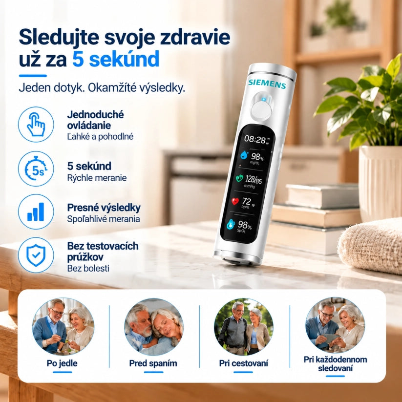 ✅ Najnovšia inovácia v oblasti zdravotníckych technológií pre rok 2027: inteligentné neinvazívne zariadenie SIEMENS na monitorovanie hladiny glukózy v krvi s deklarovanou presnosťou až 99,9 %.