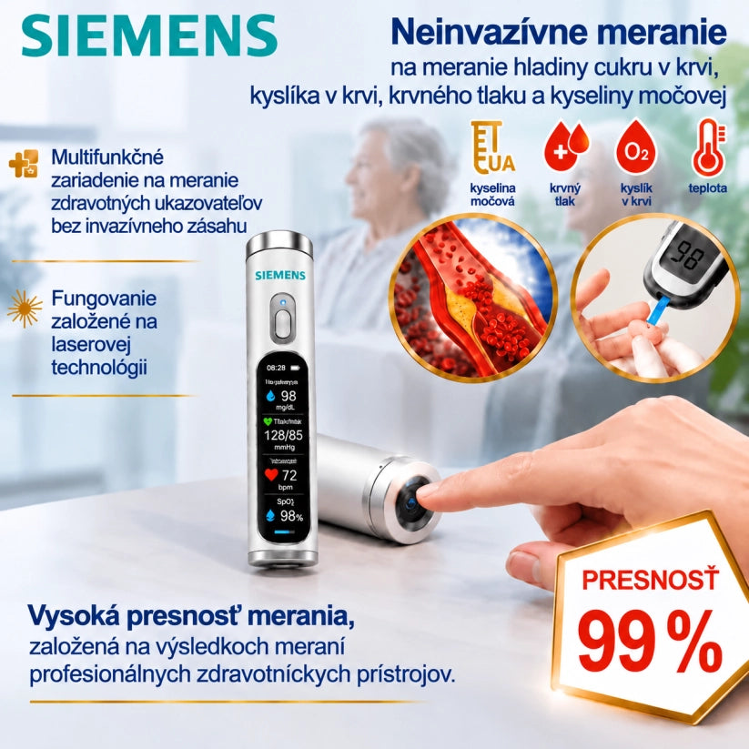 ✅ Najnovšia inovácia v oblasti zdravotníckych technológií pre rok 2027: inteligentné neinvazívne zariadenie SIEMENS na monitorovanie hladiny glukózy v krvi s deklarovanou presnosťou až 99,9 %.