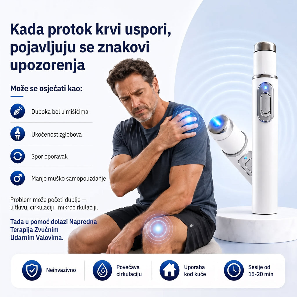 Napredna terapija akustičnim udarnim valovima vraća zdravlje tkiva penisa, poboljšava ukočenost erekcije, izdržljivost i samopouzdanje muške performanse, ublažava bolove u mišićima, ukočenost zglobova i bol u tetivama.